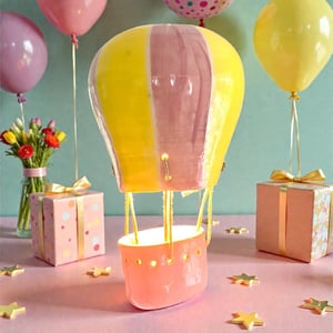 Luftballon gul/ lilla – produktbillede