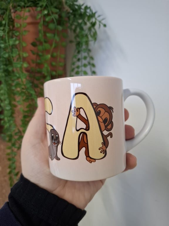 Lille Krus med NAVN: Dyr Gul skrift, beige baggrund (5)