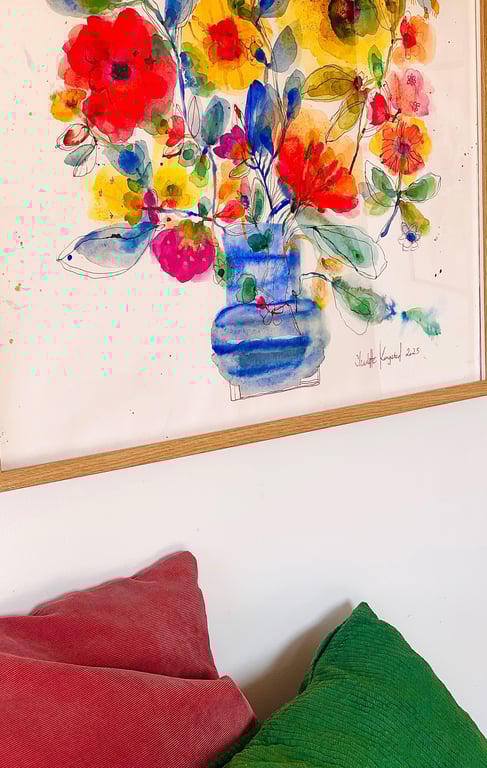 Agnes - Kæmpe blå - original akvarel billede 12