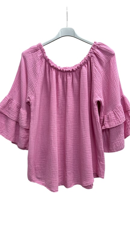 Megan cotton blouse, Rosa. Onesize i 36-44. (3)