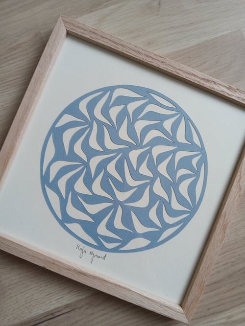20x20, papercut, dueblå, indrammet  (2)