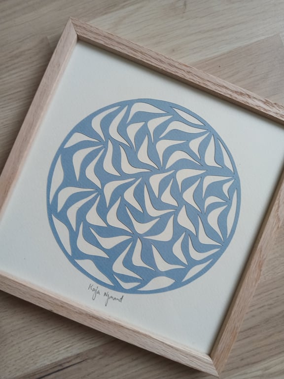 20x20, papercut, dueblå, indrammet  (2)