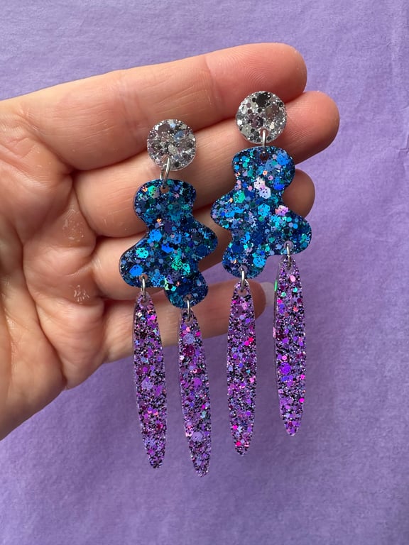 De lange og smukke i blå/lilla/sølv