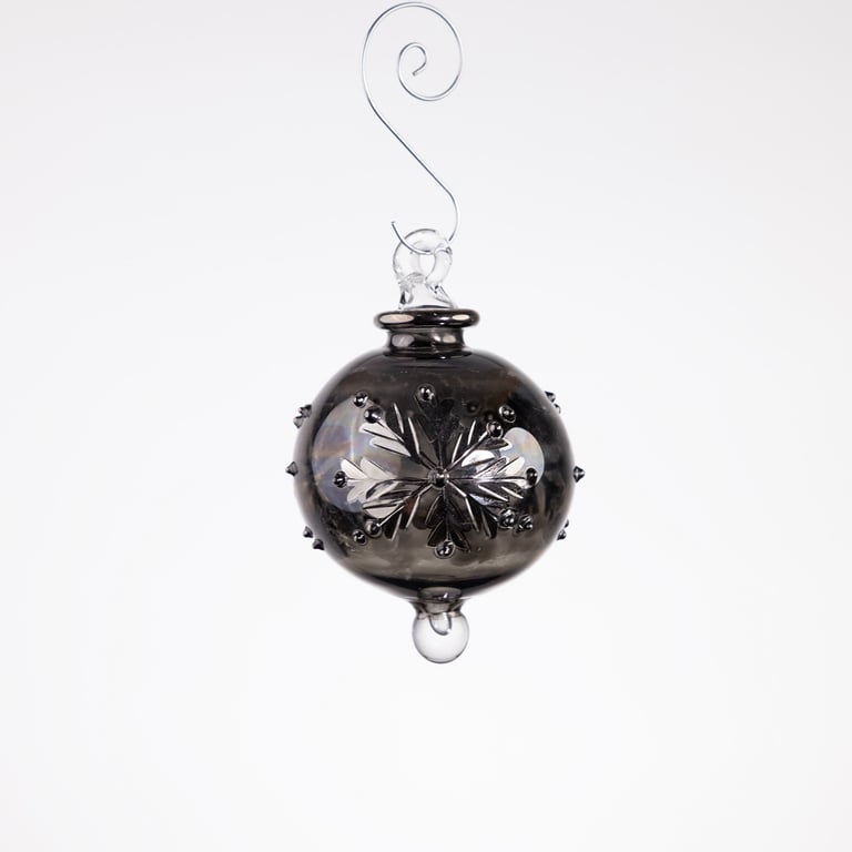 JULEKUGLE DESIGN 1007 SMOKE MED HVIDGULD