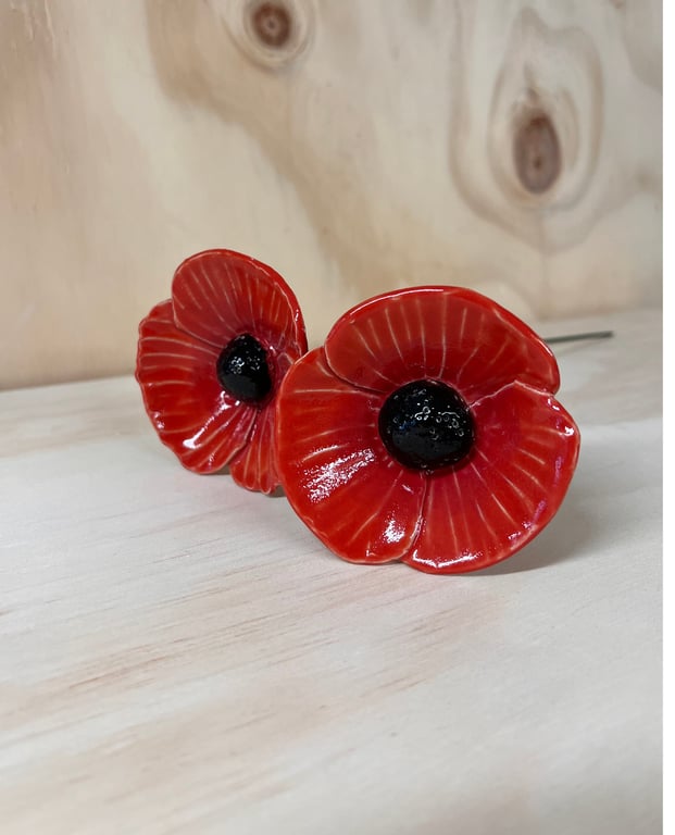 Rød Valmue på stilk  billede 2