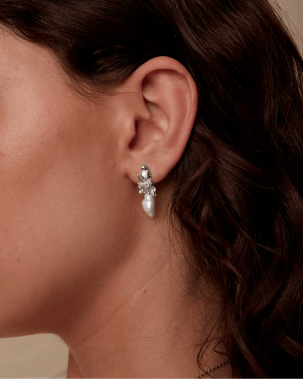 INEL Bubble Bug Pearl Earrings Silver billede 2