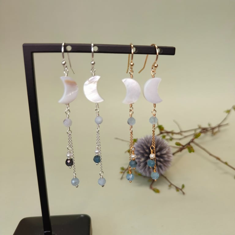 Den blå måne øreringe billede 3