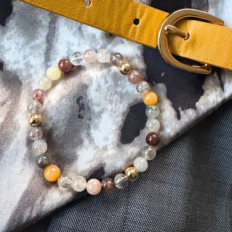 Multifarvet rutilkvarts armbånd 6mm