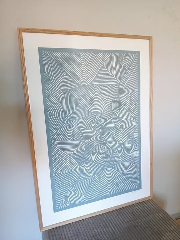 50x70cm, dueblå papercut, indrammet  (3)