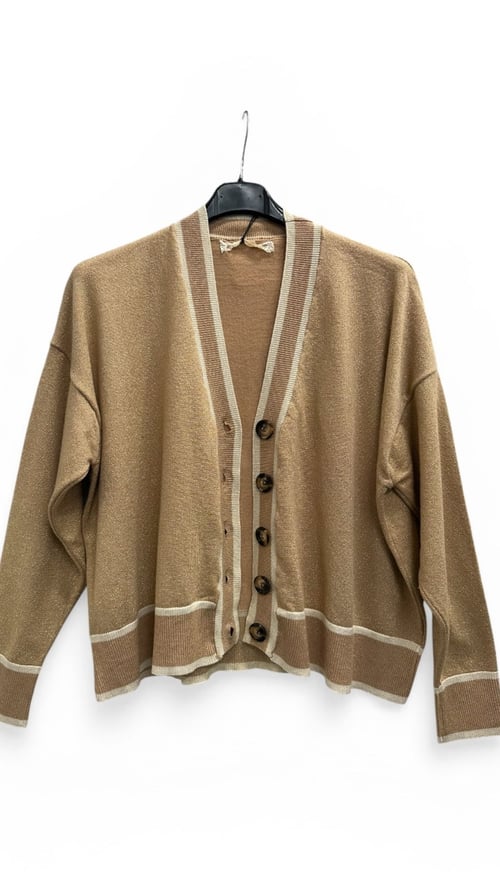 Bibi knit Cardigan, Dark latte w glimmer tråd. Onesize str 36-44. (2)