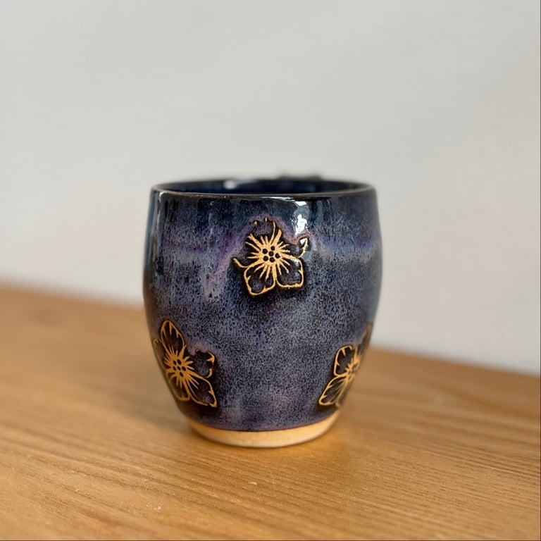 Lilla/Mørkeblå mønstret kop billede 7