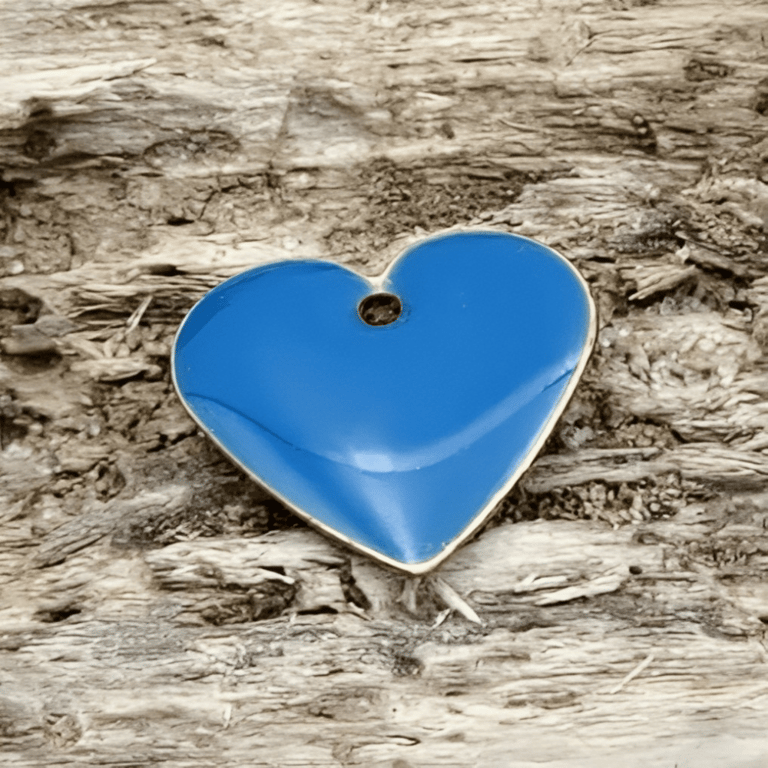 Emalje hjerter - små blå. billede 2