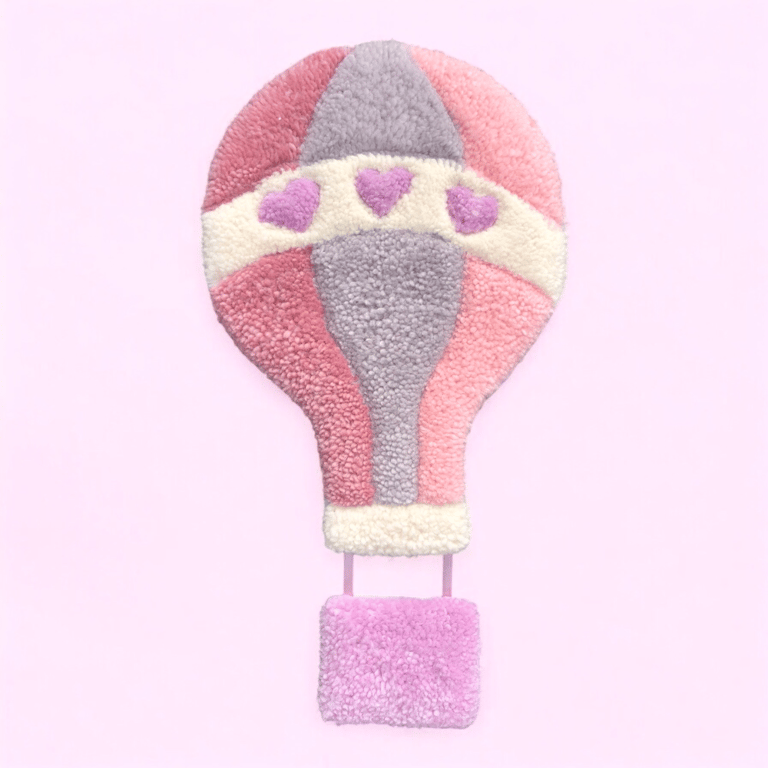 Tuftet luftballon - Håndlavet vægkunst i 100% uld. billede 5