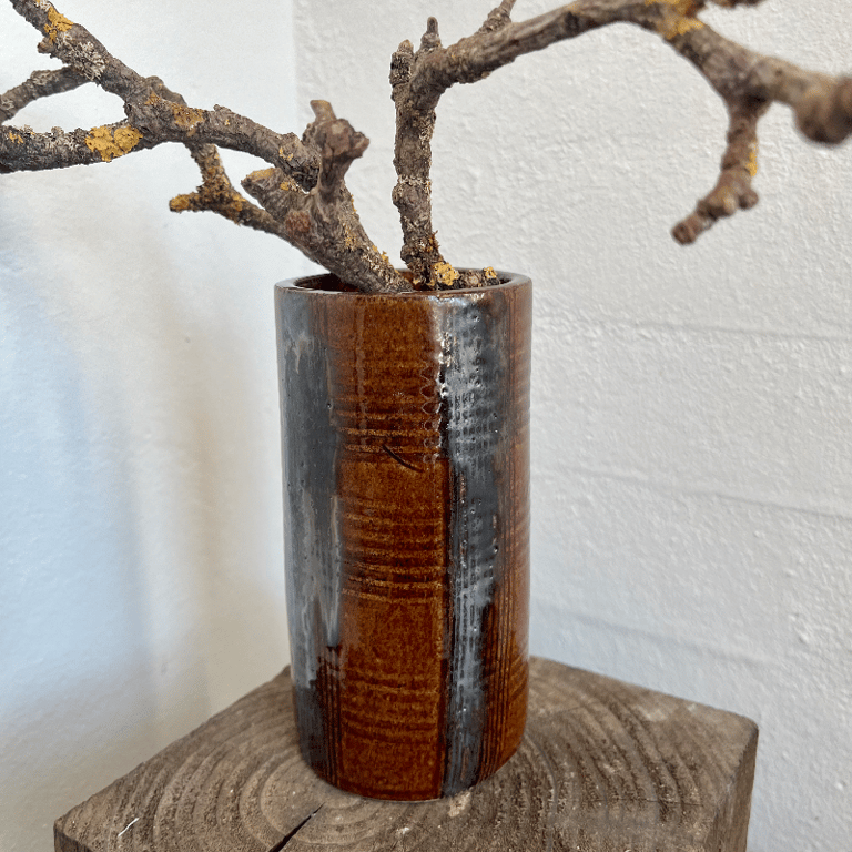 Vase, Brun, med grafitgrå detaljer billede 2