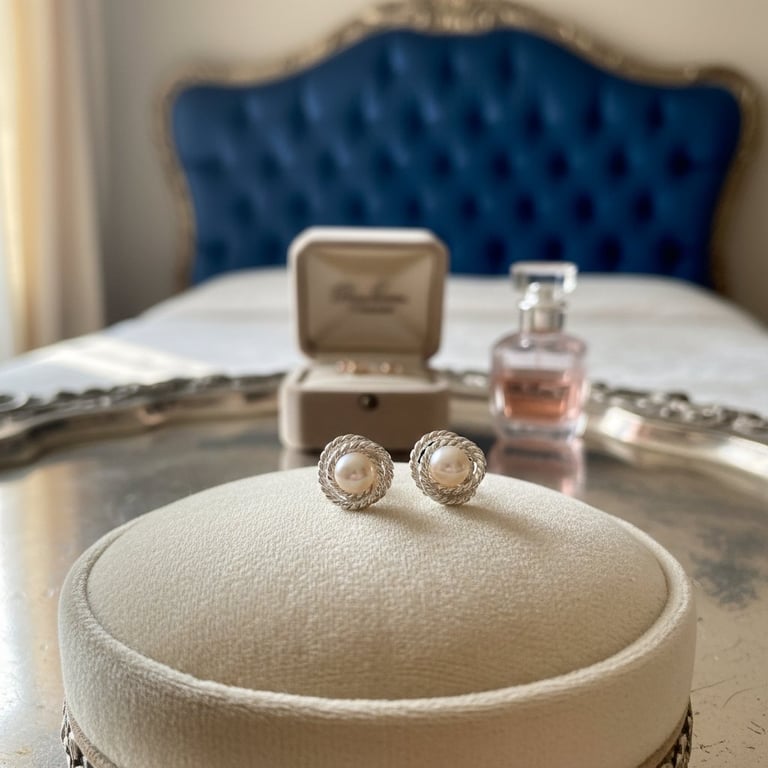 Snoede ferskvandsdyrkede perleøreringe i sølv billede 2