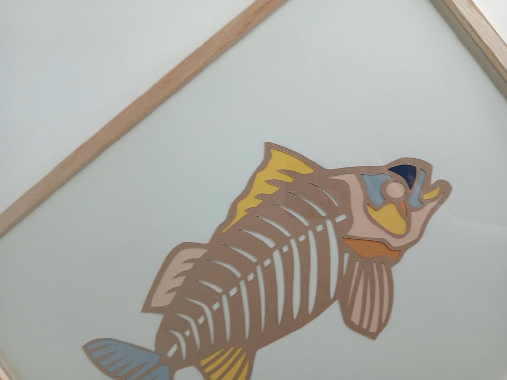 A3, indrammet papercut fisk (5)