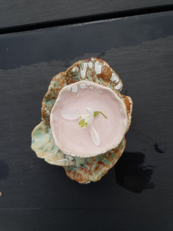 Lille skulpturel skål til lys eller blomster  billede 5