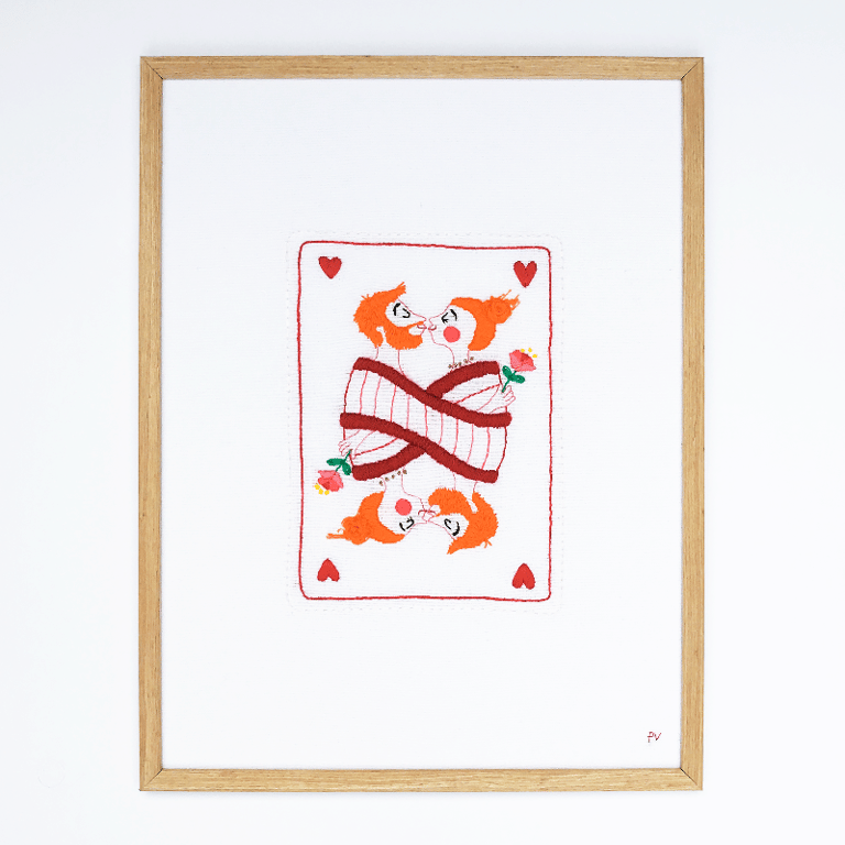 Hjerter kys – broderi 30 x 40 cm