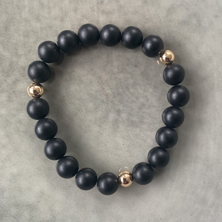 Sort agat armbånd 8mm