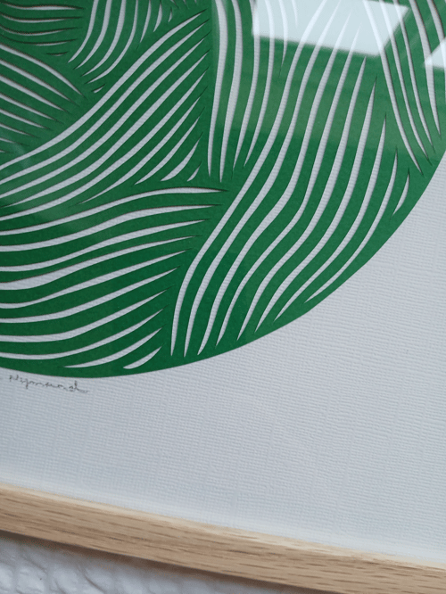 30x30cm græsgrøn, indrammet