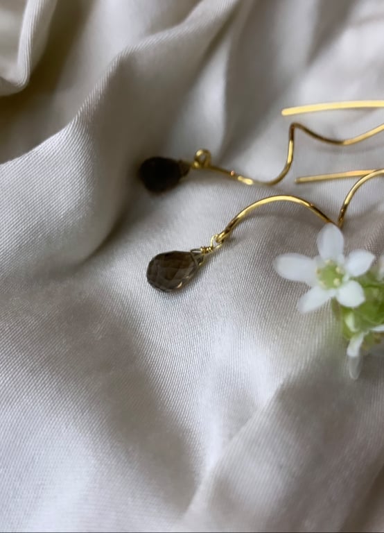 Branch earrings røgkvarts billede 2