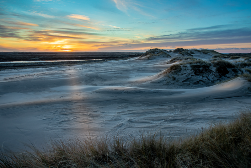  Sand mønstre på Råbjerg mile i Skagen lige efter solnedgang