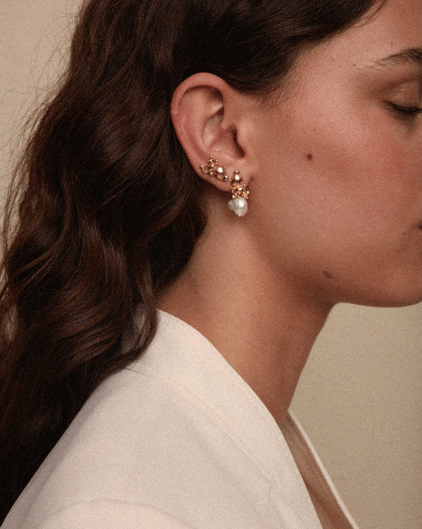 Inel Bubble Bug Pearl Earrings Gold Plated Silver