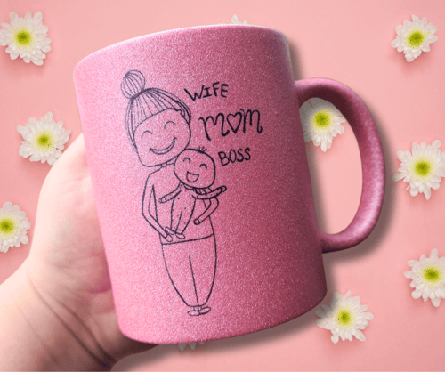 Krus: wife mom boss Pink Glimmer (2)