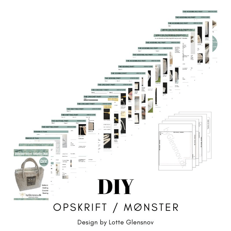 Bohemé Velvet Toilettaske - MØNSTER/OPSKRIFT PDF billede 2