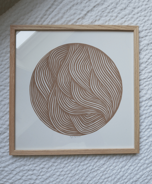 30x30cm papercut, nougat, indrammet 