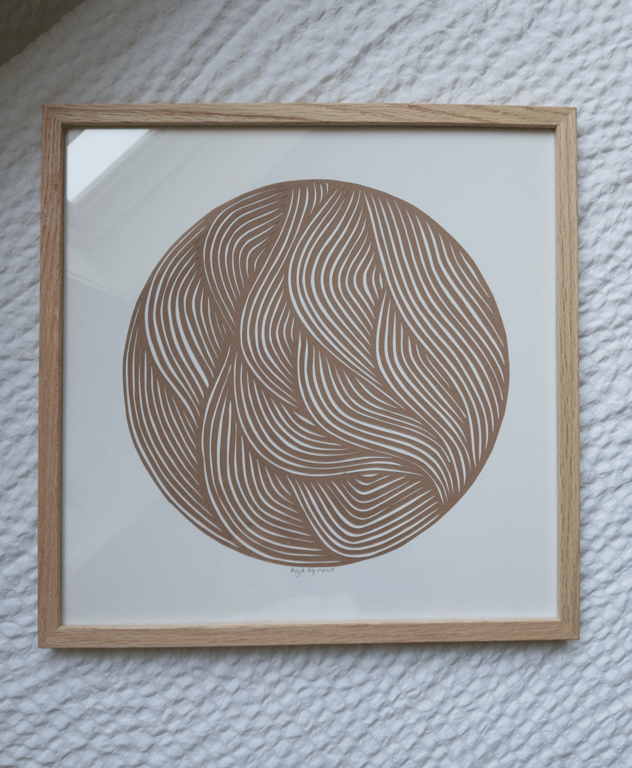 30x30cm papercut, nougat, indrammet  (2)