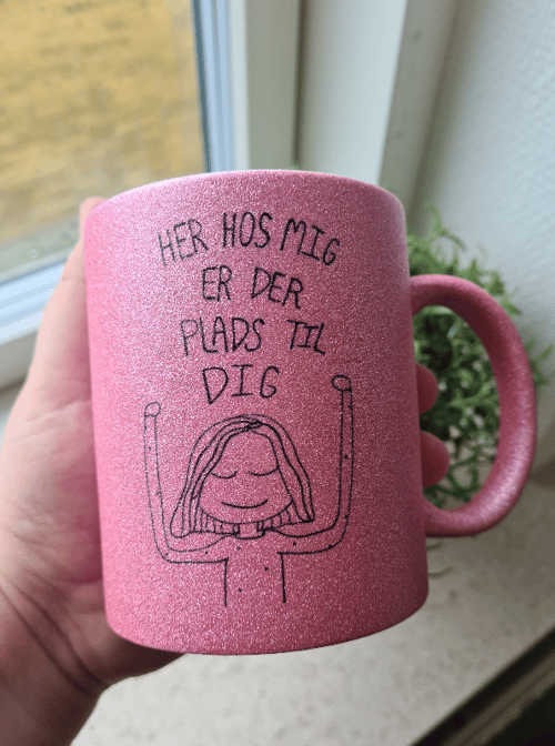 Krus: her hos mig er der plads til dig Pink Glimmer