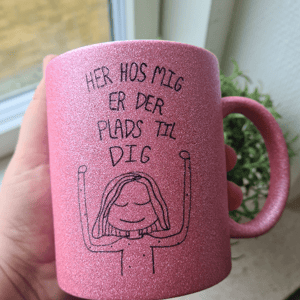 Krus: her hos mig er der plads til dig Pink Glimmer – produktbillede