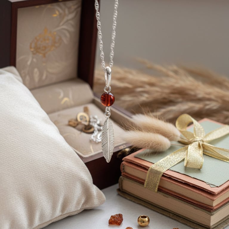 Nature D’ambre pendant Baltic amber og sølv billede 2