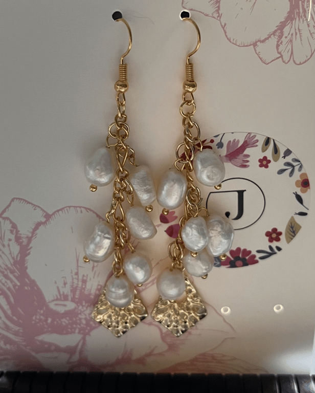 Lækre øreringe med ferskvandsperler billede 3