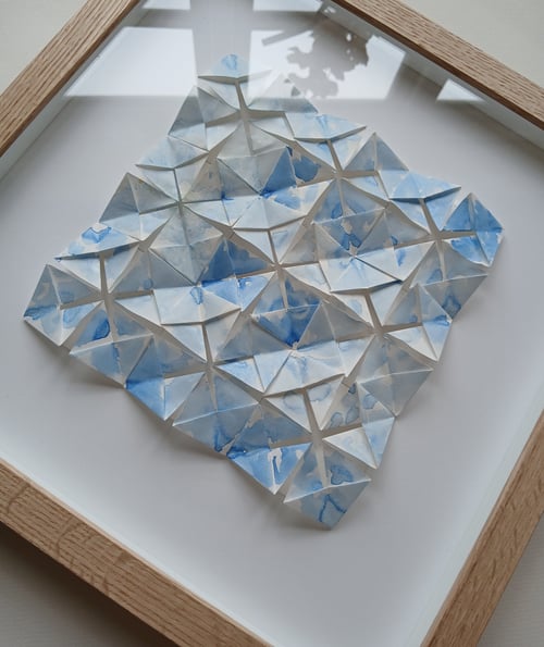 30x30cm unika akvarel, foldet papirværk. indrammet (4)