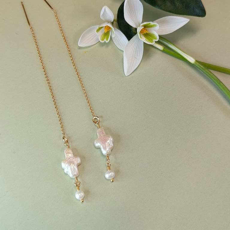 Kors-perlen øreringe