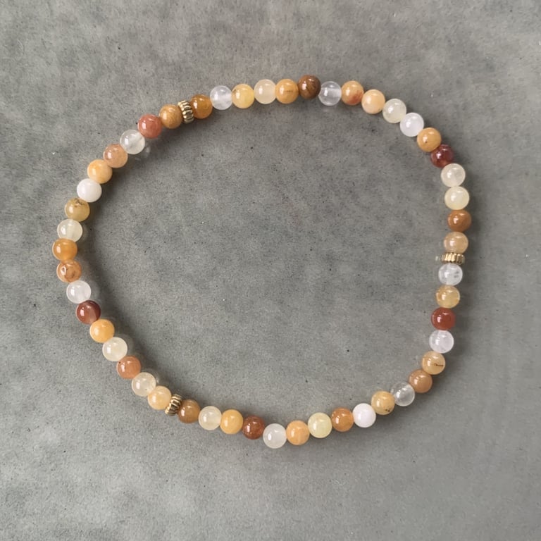 Multifarvet gul jade armbånd 3mm
