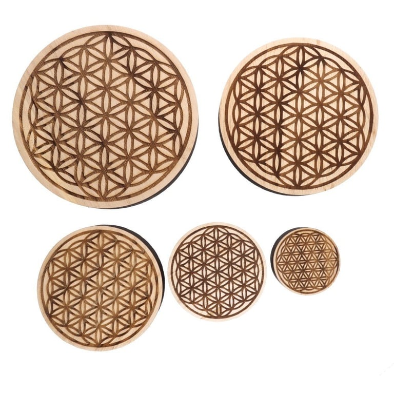 Cirkulær Alterbase - Livets Blomst 8 cm (Træ) (3)