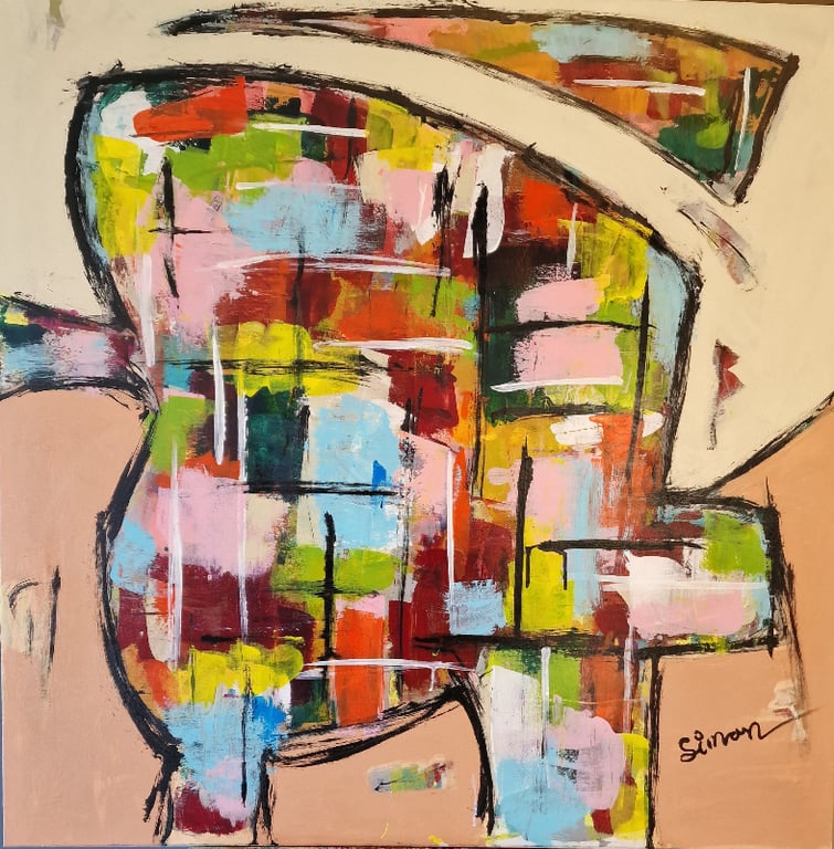 #1128 Maleri 100X100 cm billede 2