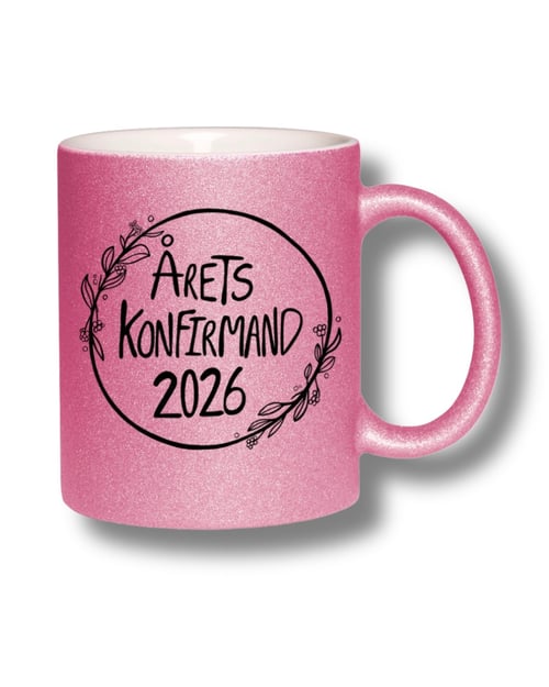 Krus: Årets konfirmand 2026 Pink glimmer
