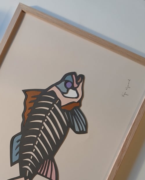 A3, indrammet papercut fisk 