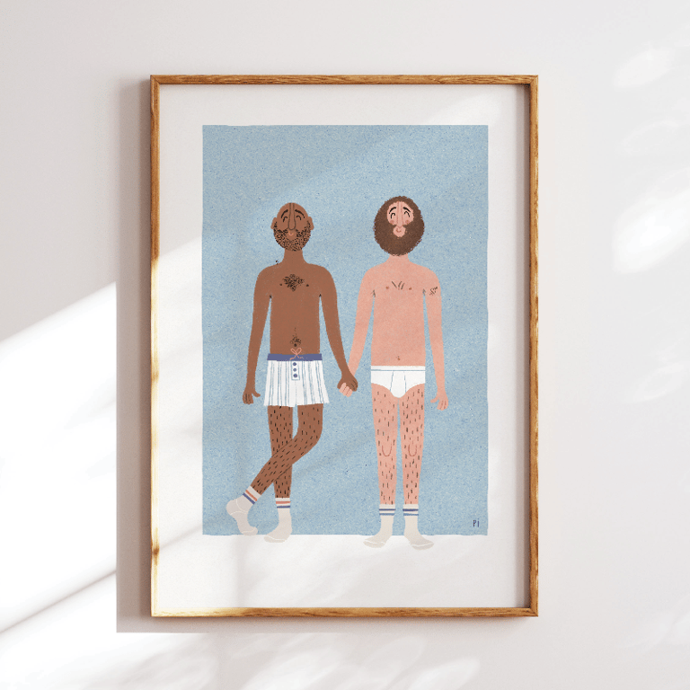 Holder i hånd – blå – plakat billede 3