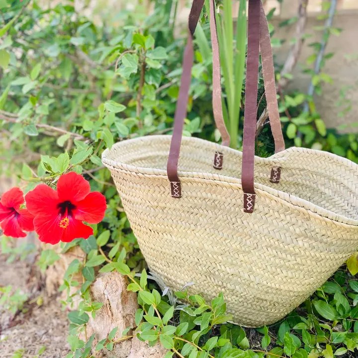 Palmekurv med langt læderhåndtag (4)