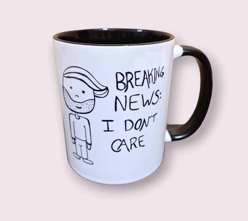 Krus: breaking news i dont care Sort billede 2