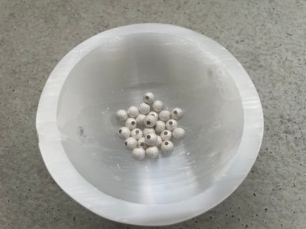 Børstet perle 6 mm - 925 Sterling sølv billede 2