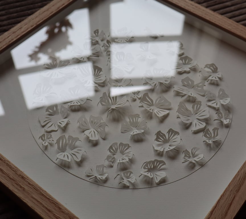 30x30cm, 3D papercut, hvid, indrammet  (4)