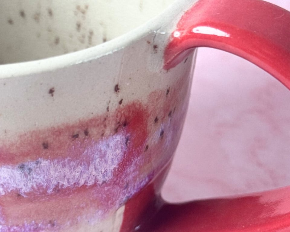 Tivoli-kop i rød, lyserød og plettet creme billede 3