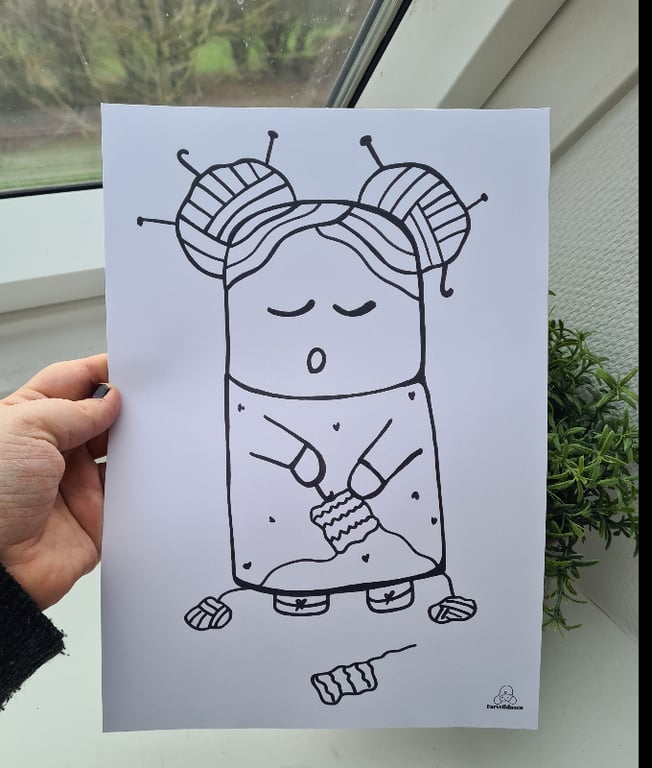 A4 Tryk: lille hækledame (2)