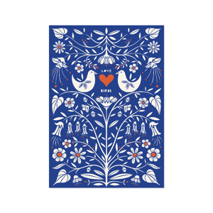 Love Birds – blå – plakat – produktbillede